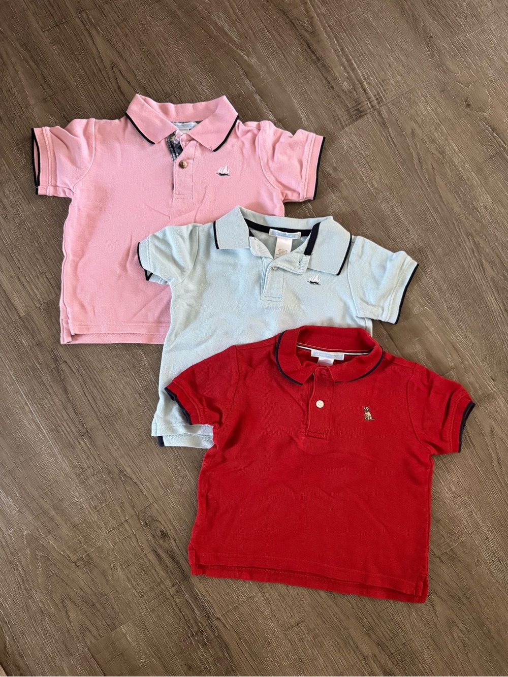Janie and Jack Baby Polo Trio - Pink, Light Blue, Red
